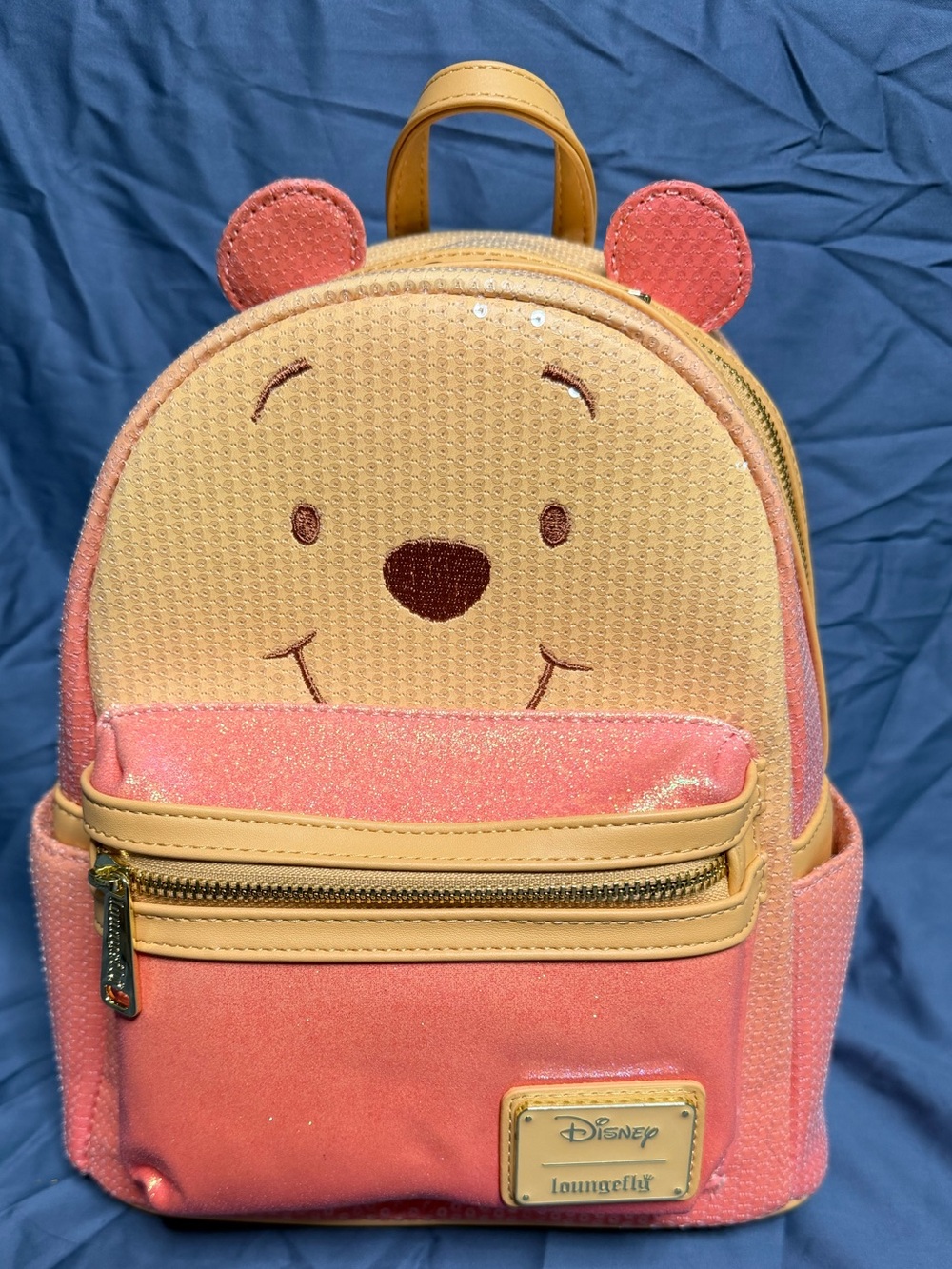 Disney x Loungefly Pink and Yellow Kids' Winnie the Pooh Sequins Mini Backpack